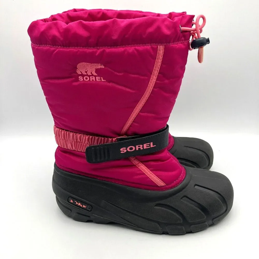 Sorel Snow Boots Youth Size 5 Pink Insulated Removable Liners‎ Adjustable Nice!